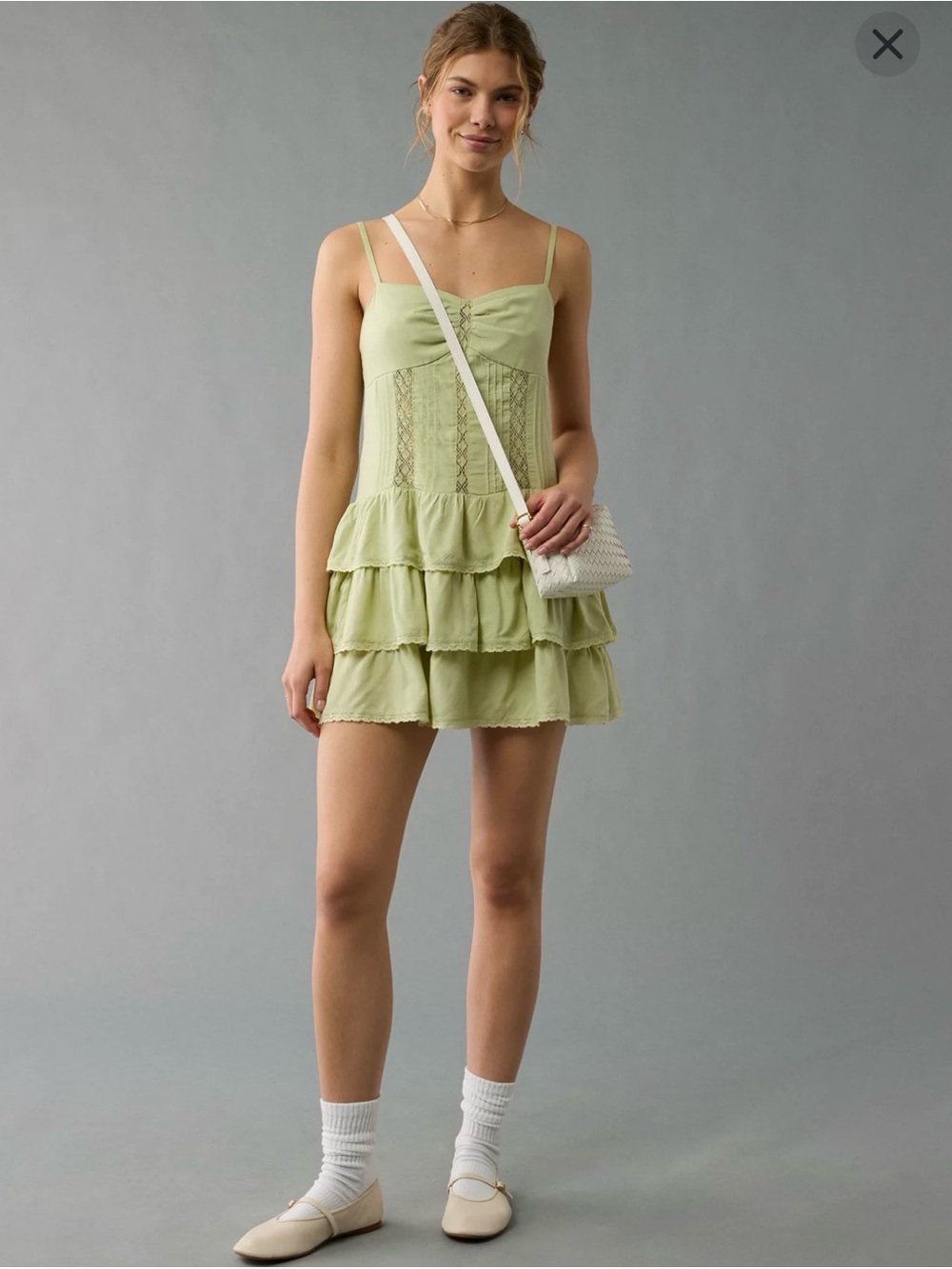 NWT AE Catie Corset Tiered Mini Dress
